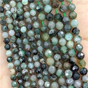 Natural Emerald Beads Green Faceted Round C-Grade, approx 4mm