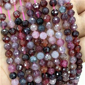 Natural Spinel Beads Multicolor Faceted Round, approx 6mm