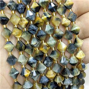 Fancy Tiger Eye Stone Bicone Beads, approx 8mm