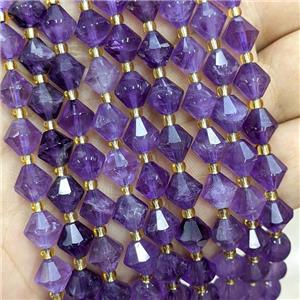 Natural Purple Amethyst Bicone Beads, approx 8mm