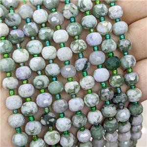 Natural Green Peace Jasper Beads Faceted Rondelle, approx 6x8mm