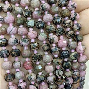 Natural Chinese Rhodonite Beads Faceted Rondelle, approx 6x8mm