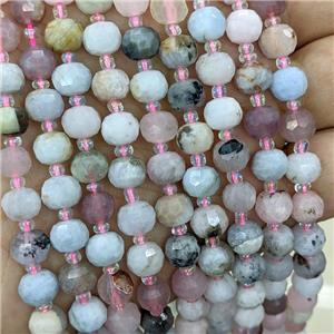 Natural Morganite Beads Multicolor Faceted Rondelle, approx 6x8mm