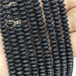 Natural Black Lava Beads Smooth Rondelle, approx 3-6mm