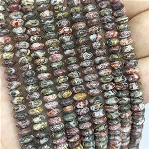 Natural LeopardSkin Jasper Beads Smooth Rondelle Multicolor, approx 3-6mm