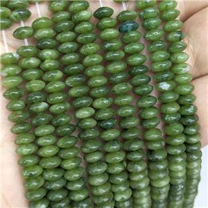 Natural Green Chinese Jadeite Beads Smooth Rondelle, approx 3-6mm