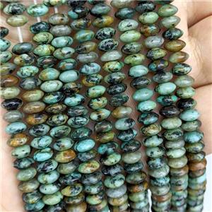 Natural Green African Turquoise Beads Smooth Rondelle, approx 3-6mm