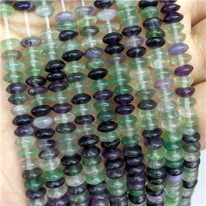 Natural Fluorite Beads Smooth Rondelle Multicolor, approx 3-6mm