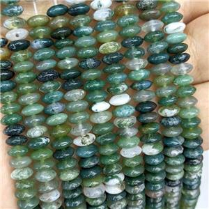 Natural Green Moss Agate Beads Smooth Rondelle, approx 3-6mm