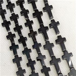 Natural Black Onyx Agate Cross Beads, approx 10x14mm