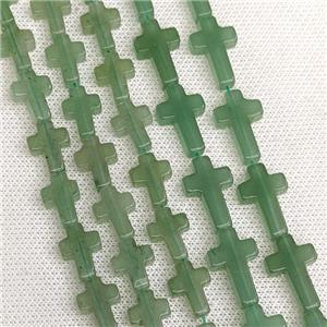 Natural Green Aventurine Cross Beads, approx 10x14mm