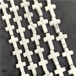 Natural White Howlite Turquoise Cross Beads, approx 12x20mm