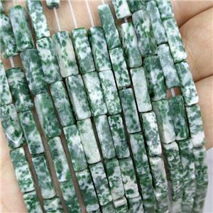 Natural Green Dalmatian Jasper Beads Cuboid, approx 4x4x13mm