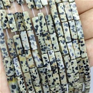 Natural Black Dalmatian Jasper Beads Cuboid, approx 4x4x13mm