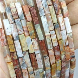 Natural Red Crazy Lace Agate Cuboid Beads, approx 4x4x13mm