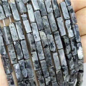 Natural Black Labradorite Beads Cuboid, approx 4x4x13mm