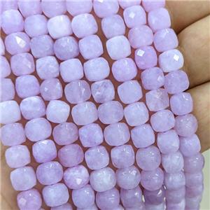 Natural Jade Cube Beads Lavender Dye, approx 7-8mm