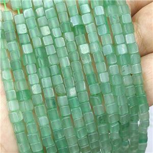 Natural Green Aventurine Cube Beads, approx 4mm