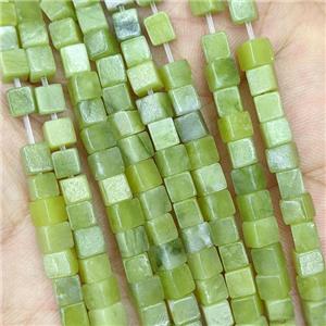 Chinese Green Jadeite Cube Beads, approx 4mm