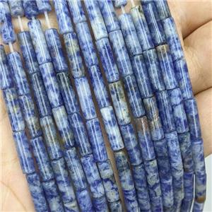 Natural Blue Dalmatian Jasper Tube Beads, approx 4x13mm