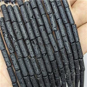 Natural Lava Tube Beads Black, approx 4x13mm