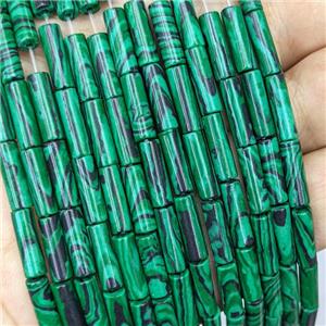 Synthetic Malachite Tube Beads Green, approx 4x13mm