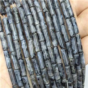 Natural Black Labradorite Tube Beads Larvikite, approx 4x13mm