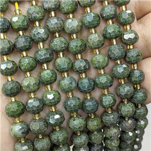 Natural Green Epidote Beads Faceted Rondelle, approx 6-8mm