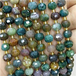 Natural Indian Agate Beads Faceted Rondelle Multicolor, approx 6-8mm