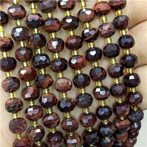 Natural Tiger Eye Stone Beads Faceted Rondelle Red Dye, approx 6-8mm