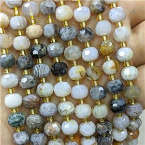 Natural Bamboo Agate Beads Zhuye Faceted Rondelle, approx 6-8mm