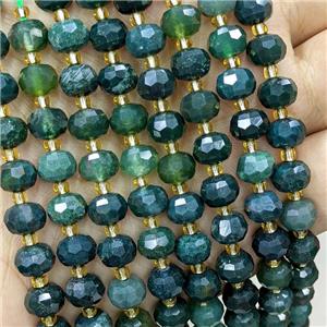 Natural Green Moss Agate Beads Faceted Rondelle, approx 6-8mm