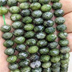 Natural Chinese Jadeite Beads Faceted Rondelle Green, approx 8-12mm