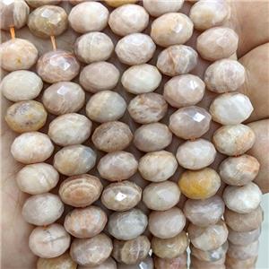 Natural Peach Sunstone Beads Faceted Rondelle, approx 8-12mm