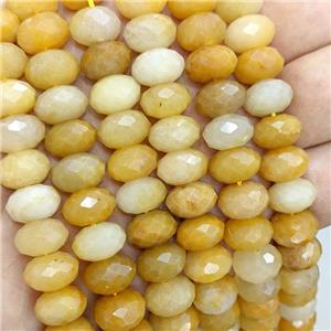 Natural Honey Jade Beads Faceted Rondelle Yellow, approx 8-12mm