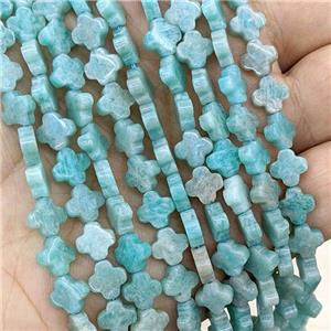 Natural Green Amazonite Clover Beads, approx 8mm