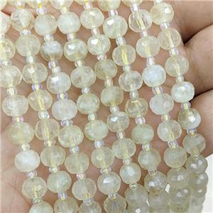 Natural Lemon Quartz Beads Faceted Rondelle, approx 6-8mm