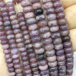 Natural Chinese Lepidolite Beads Purple Smooth Rondelle, approx 6mm