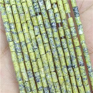 Natural Yellow Turquoise Tube Beads, approx 2x4mm