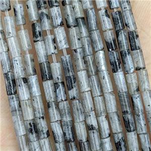 Natural Black Larvikite Tube Beads Labradorite, approx 2x4mm