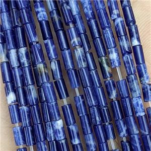 Natural Blue Sodalite Tube Beads, approx 2x4mm