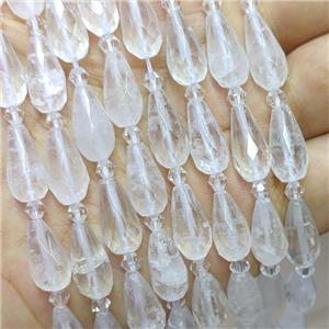 Natural Angola Clear Quartz Beads Faceted Teardrop, approx 8-16mm