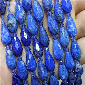 Natural Blue Lapis Lazuli Beads Faceted Teardrop, approx 8-16mm