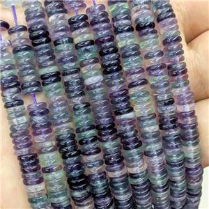 Natural Fluorite Heishi Beads Multicolor, approx 6mm