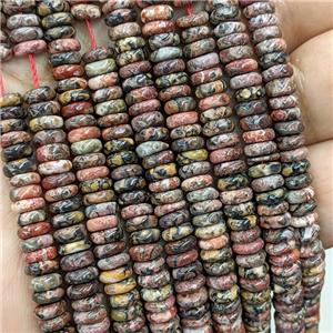 Natural Leopardskin Jasper Heishi Beads Multicolor, approx 6mm