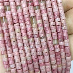 Natural Pink Wood Lace Jasper Heishi Beads, approx 4mm