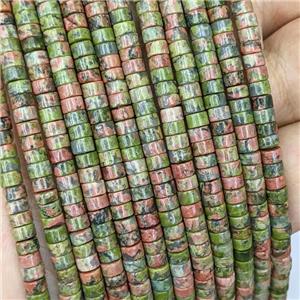 Natural Unakite Heishi Beads, approx 4mm