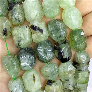 Natural Green Prehnite Nugget Beads Freeform Faceted, approx 16-20mm