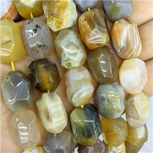 Natural Botswana Agate Column Beads Faceted Yellow, approx 16-20mm