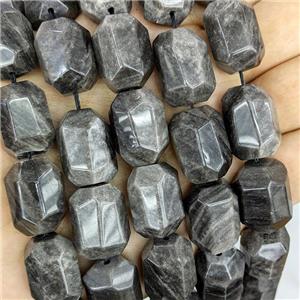 Natural Silver Obsidian Column Beads Faceted, approx 16-20mm